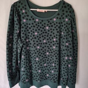 EVRI Green and Black Crew Neck Sweater with Playful Dots